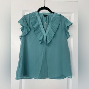 NWOT Women's Teal Ruffle Blouse Workwear